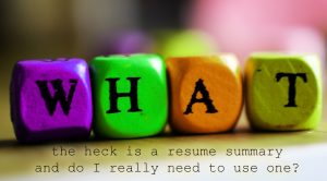 What the Heck is a Resume Summary and do I Really Need to Use One?