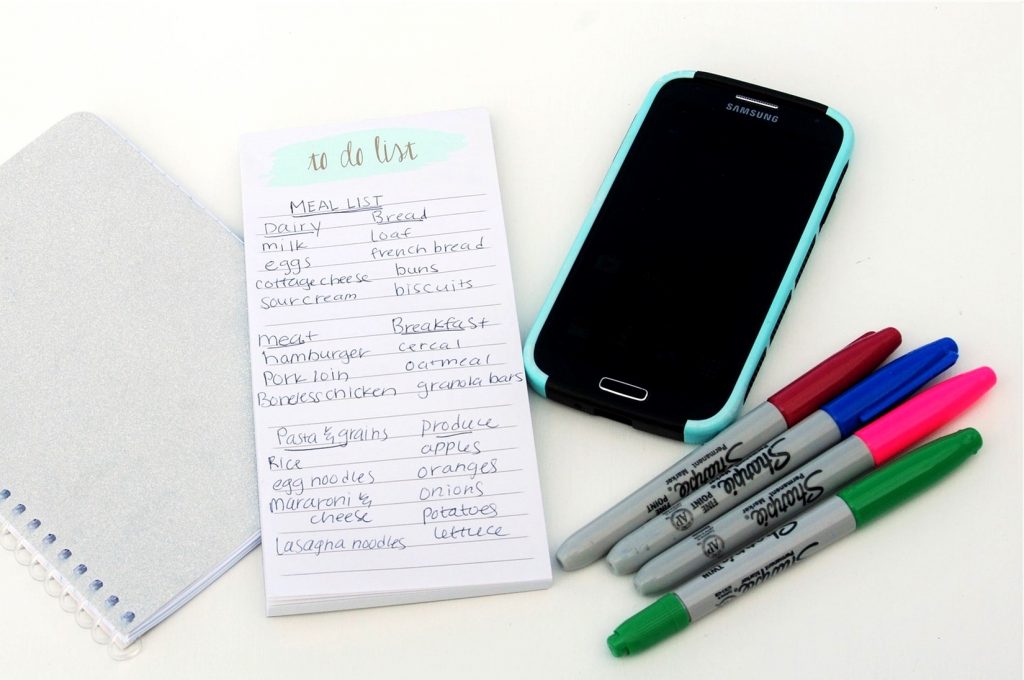 Make a grocery list and stick to it to cut your grocery costs and trim your budget