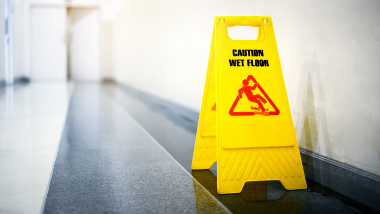 Watch for wet floors to avoid slipping